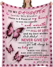 Throw Blanket From Mom To Daughter, 60&quot; X 50&quot;, Gifts For Daughter For - £31.03 GBP