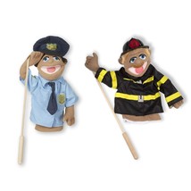 Melissa & Doug Rescue Puppet Set - Police Officer and Firefighter - Soft, Plush  - £51.08 GBP