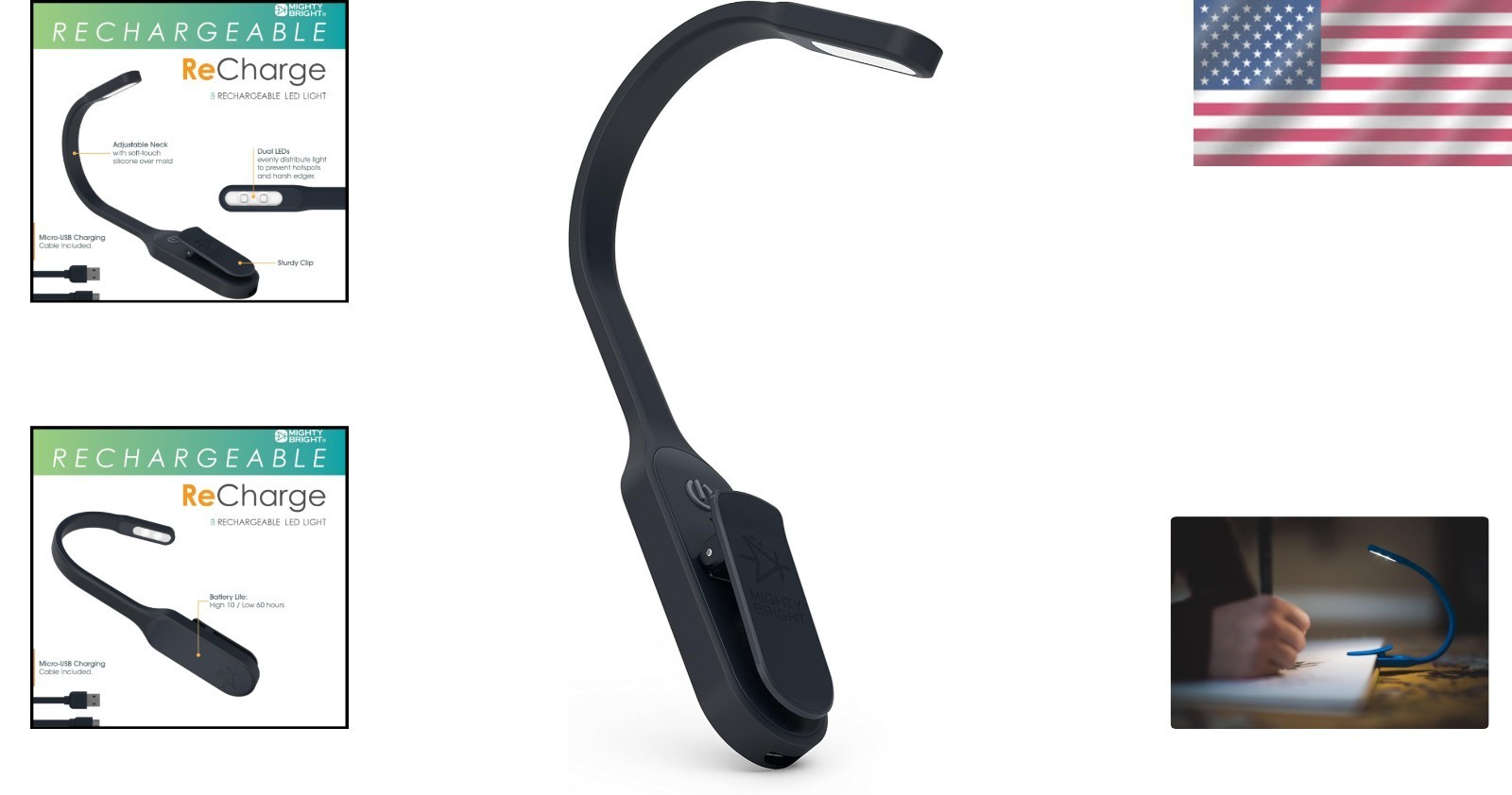 Flexible Dimmable Reading Light - Eye Care LED & Rechargeable, Perfect for Kids Item image 2