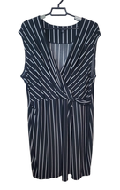Roz &amp; Ali Black White Stripe Womens 3X Empire Waist Sleeveless Dress Str... - $34.99
