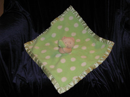 Messages From The Heart Baby Lovey Green Bear Polka Dots Security Blanket rattle - £19.89 GBP