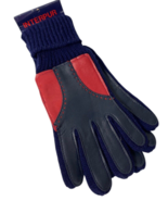 Vintage Gloves Interpur Leather &amp; Knit Navy Blue &amp; Red Womens Driving NE... - $50.88 CAD