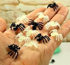 20 Black Spider Halloween Charms Craft Greenish Spiders Small Gift For Kids - £7.90 GBP