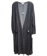 NWT LuLaRoe Large Vibrant Black White Micro striped Sarah Long Cardigan - $44.54