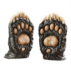 Bear Paw Book Ends Set with Claws Polyresin 7.3" High Bookends Brown Textured - $46.52