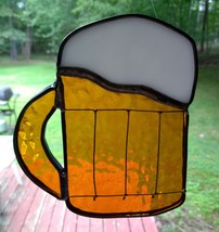 Handmade Stained Glass Beer Mug Suncatcher - $16.42 CAD