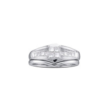 14k White Gold Elevated Princess Diamond Bridal Wedding Ring Band Set 1/... - £790.95 GBP