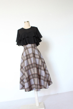 GRAY A-line Plaid Pleated Skirt Women Custom Plus Size Midi Plaid Skirt image 2