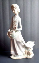 Large Vintage Lladro Porcelain Figurine Girl w/ Geese  #4815 - £75.00 GBP