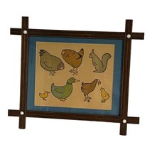 Vintage Farmhouse Ducks Chickens Squirrel Baby Chick Baby Animal Wall Art Framed - £36.93 GBP