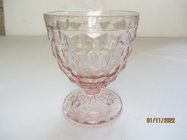 Vintage Pink Depression Glass Footed Geometric Square Design Large Dessert Cup - £8.03 GBP