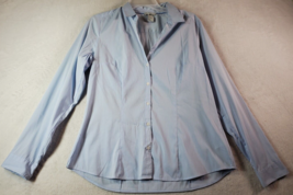 H&amp;M Shirt Womens Size 12 Blue Striped Long Casual Sleeve Collared Button Down - £6.75 GBP