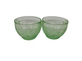 2 Vintage Tiara Indiana Glass Sandwich Chantilly Green Punch Cups - $14.20