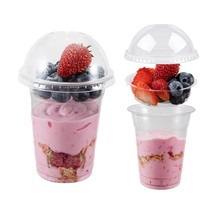 50 Sets 12 Oz Clear Plastic Parfait Cups With Insert &amp; Dome Lids(No Hole) - Disp - £27.87 GBP