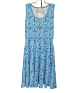 NWT LuLaRoe Medium Blue White Striped &amp; Floral Nikki Knit Sleeveless Dress - $41.57