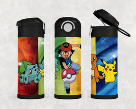 Personalized Pikachu Pokemon 12oz Kids Stainless Steel Tumbler Water Bottle - £17.29 GBP