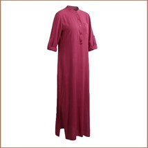 Burgandy Wine Long Sleeved Button Up V Neck Sheer Beach Tunic Lounger Robe image 3