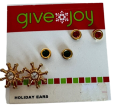 Bon Ton Give Joy Holiday Earrings Set of 3 Christmas Snowflake Fashion Gift - £9.42 GBP