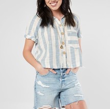 Free People Womens Blouse Away At Sea Blue Skies Size Xs OB922244 - £38.00 GBP