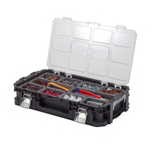 Small Parts Organizer 10-Compartment Portable Compact Tool Box Black Clear Lid - £23.79 GBP