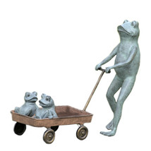 Frog Family with Wagon Planter Aluminum Garden Sculpture - £217.58 GBP