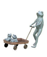 Frog Family with Wagon Planter Aluminum Garden Sculpture - £214.15 GBP