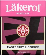 Läkerol Raspberry Licorice 25g, 48-Pack - Swedish Sugar Free Licorice Pastilles - $93.05