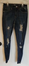 Womens 1 24 KanCan Distressed Punk Dark Blue Wash Skinny Denim Jeans KC7252YT - £15.00 GBP