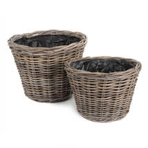 Tapered Rattan Round Planter with Plastic Lining - £39.18 GBP+