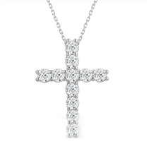 1.50CT Brillante Vero Moissanite Croce Ciondolo Collana 14K Placcato Oro Bianco - $105.71