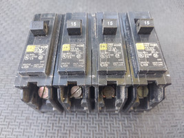22OO39 Square D Homeline Breakers: Single Pole, (3) 15A, (1) 20A, Good Condition - £9.77 GBP