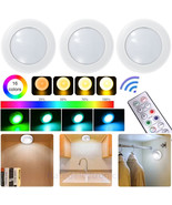 3PC Wireless LED Puck Light Cabinet Lighting Kit Kitchen Under Counter L... - $21.93 CAD