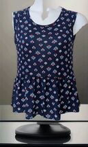 Loft Womens Sleeveless Blouse Size Xtra Small  Navy Blue Floral Print Top - $15.49