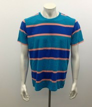 Kolby Men&#39;s  Large Cotton Crew Neck Blue / Orange Stripe Short Sleeve T ... - $9.79