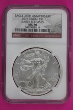 2011 MS 70 Silver American Eagle 25th Anniversary NGC Graded First Releases 273 - £58.24 GBP