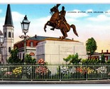 Jackson Civil War Statue New Orleans Louisiana LA UNP Linen Postcard Y6 - $4.90