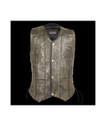 Vance Leather High Mileage Men&#39;s Distressed Brown 10 Pocket Vest - $2,205.88 MXN+