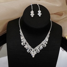 Bridal Wedding Jewelry Set Crystal Bridesmaid Party Necklace Drop Earrings - £11.98 GBP
