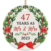 47th Wedding Anniversary Ornament 47 Years As Mr &amp; Mrs Wreath Christmas Gifts - £11.83 GBP