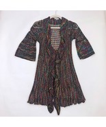 Kessley Womens Sweater Cardigan S/M Multicolor Knit Ruffles Bell Sleeve ... - $41.66 CAD
