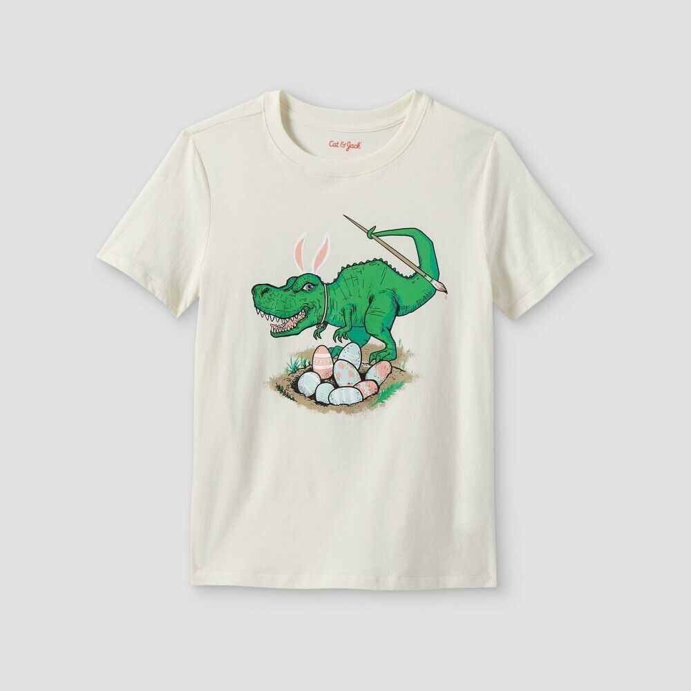 Primary image for NEW Boys' Dinosaur Easter Egg Hunter' Short Sleeve T-Shirt - Cat & Jack™ XL(16)