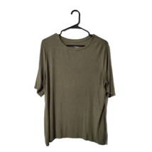 Nine West Shirt Women&#39;s Large Olive Green Soft Spun Short Sleeve Rayon S... - $16.83