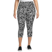 Terra &amp; Sky Women&#39;s Plus Sueded Capri Leggings 1X (16-18W) Zebra Print - £11.89 GBP