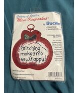 Bucilla Mini Keepsakes Counted Cross Stitch Stitching Makes Me Happy 326... - $9.89