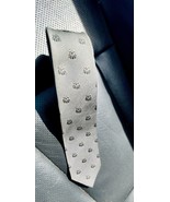 Christian Dior Mens SILK TIE Silver Embroidered Skinny Rogers Peet 1950s... - $56.26