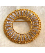 Vintage Gold Toned JBK Circular Pin Brooch Clear Rhinestones 16-d - €46,43 EUR