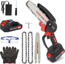 Mini Chainsaw 6 Inch Cordless Portable Electric Chain Saw with 24V, Courtyard - £25.88 GBP