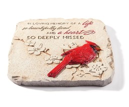 Cardinal Memorial Stepping Stone or Plaque Red with Sentiment Cement 9.8" Long image 2