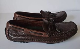 H.S. Trask &amp; Co Bozeman Montana Loafer Brown Buffalo Leather Moccasins Men’s 8 - £22.86 GBP