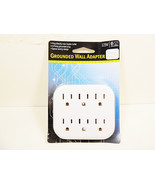 Wall Adapters Grounded 3-Prong Duplex Outlet Adapter Plug 6 Plugs White ... - £7.46 GBP